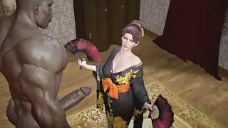 Madam M the hot mature milf  from the Final Fantasy get fucked missionary and creampied by a black monster cock