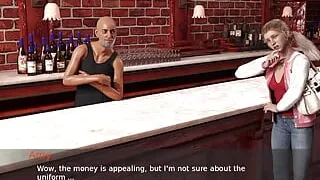 Amy Works With School Skirt at Bar