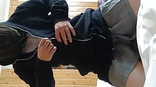 Cross-dressing boys masturbate in uniform