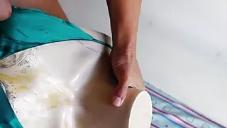 Cum Stained Green Satin Holiday Dress Roughed Up & Ripped Up