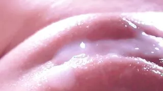 Insane Close Up Slow motion creampie pussy inside