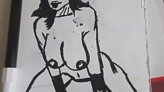 Nude drawing of an animated girl