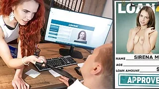 VIP4K. Naughty redhead slut Sirena Milano started her business with hot fuck at the tabletop