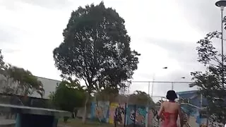 Sweet Teen Was Peeing Outdoor and Had to Suck a Big Dick