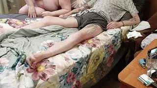 My stepmom with big tits sucks my dick and cum