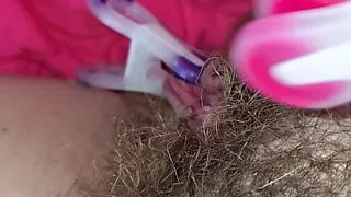 Whore Puts Clamps On Her Labia And Clit