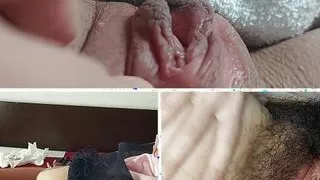 Horny mom undresses and masturbates with moans. Hot latina with big ass, hairy pussy, big tits, big ass.