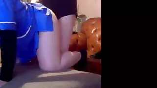 British wife in uniform fucked doggy as she comes in from work, real amateur couple