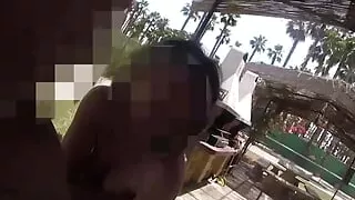 Real Flash - Naked in the public park I touch my stepfather's cock while strangers watch us