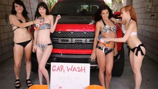 Car Wash! Chloe Skyy, Brooke Benson, Andi Page, & Lizzy Lamb - PublicHandjobs