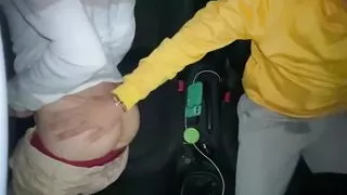 Cruising Uber Fucks a College Student Bareback in the Car and Cums Inside His Ass Outdoor