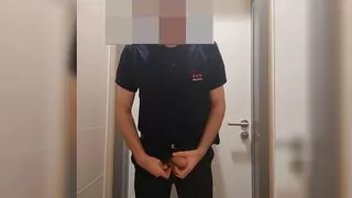 Security Guard masturbate in work toilet