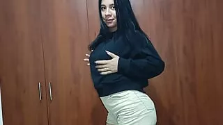 Beautiful 24-year-old Colombian seduces her hot big one-stepbrother - point of view