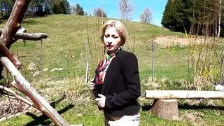 Behold the kinky outdoor play with stockings and shaved cunt in the leading roles.