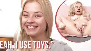 Ersties - Hot Blonde From Ukraine Fingers Her Shaved Pussy
