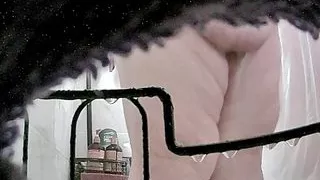 Voyeur Cam Catches Plump BBW Washing Her Rolls