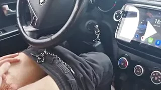 Picked up a random guy on the highway - jerk off in a taxi! Hot