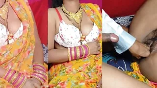 Desi step mom gave new year's welcome by having creampie sex on saree when step son's cock got hard while watching step