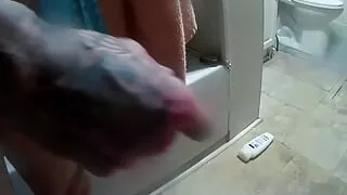 Strokin my big white dick fresh out the shower solo