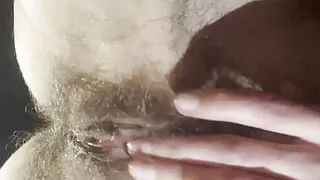 Teacher masturbates her hairy wet pussy during break