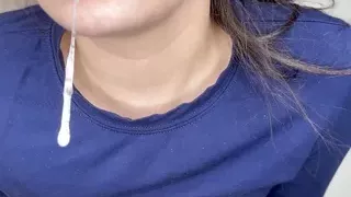 latina girl shows her hairy pussy in the bathroom and has an orgasm with a vibrator