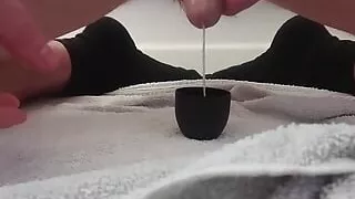 Slow Edging of Soft Uncut Cock with Leaking Cum and Swallow