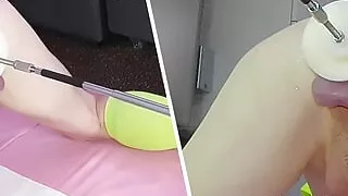English DILF Mike Essex squirting pee while getting dildo fucked in the ass