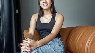 Small tits big booty Amateur 18yo Colombian hot POV cowgirl fake casting!