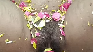 New married couples enjoying flower bed honeymoon web series