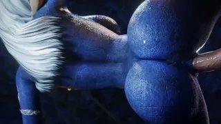 In a beautiful, atmospheric forest, the knight fucks the draenei girl hard