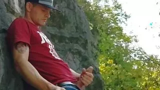 New outdoor jerk off and cum in the woods