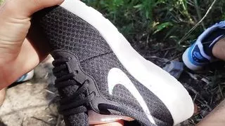 fucking and cumming a lot inside my wife's Nike Tanjun, and having fun with my Nike Air Max 90