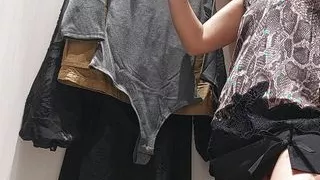 Naughty sexy milf tries on naked clothes. Hairy latina pussy tries on clothes in bed. Hairy brunette pussy, big tits,