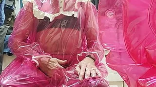 Pvc Sissy Diana Humping Stool in Clear Pink Pvc