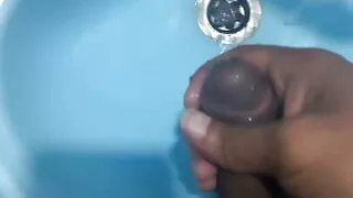A Black Big Dick Gay Dick Cums Showing In Washroom