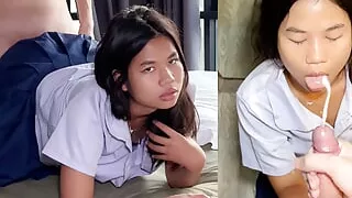 Thai student skips class to fuck