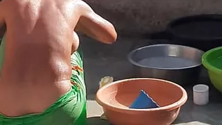 Village Desi Bathroom Stepsister is building desi bathroom