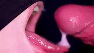 Close Up of my young stepsister eating all my cum with her mouth