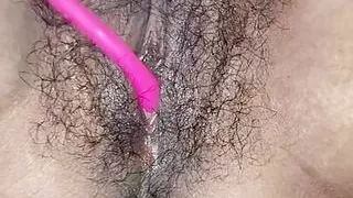 Hot Desi Indian Bhabhi Hairy Pussy Inserting Dildo