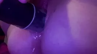 Fucking my tight pussy with huge cucumber pt 2