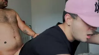 Stepdad wakes stepson from nap to eat his ass and leave him full of creampie