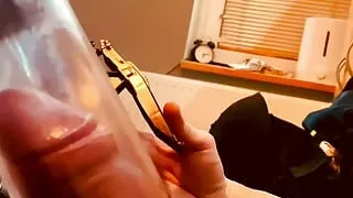 Naughty puppy masturbating on the couch