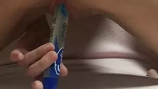 Fucking myself with stick.wet sounds