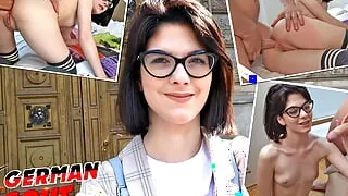 German Scout - Skinny Nerdy Sara Bell First Time Big Dick Anal Sex at Casting