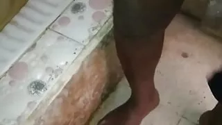 Indian young boy cumming in bathroom after long days