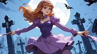 Futanari Daphne Masturbating and Self Suck