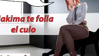 JOI ASMR with Makima. I'll treat you like a dog. Spanish voice.