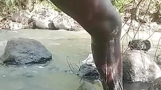 Soapy masturbation big black dick Cumming outside part 2