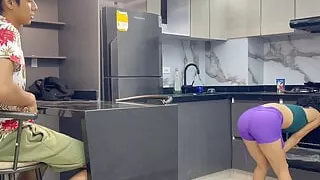 My Shy Stepsister Catches Me Masturbating in the Kitchen While She's Making Breakfast