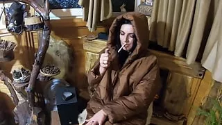 Preview- Milfycalla- Smoking and a Lot of Cum on My New Light Brown Long Jacket 181